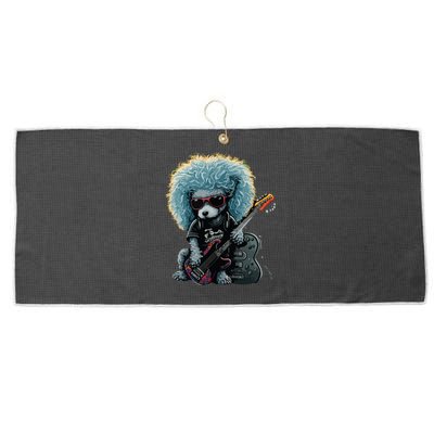 Funny Poodle Dog Miniature Poodle Toy Poodle Retro Sunset Large Microfiber Waffle Golf Towel