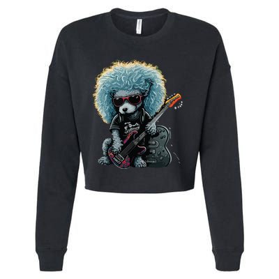 Funny Poodle Dog Miniature Poodle Toy Poodle Retro Sunset Cropped Pullover Crew