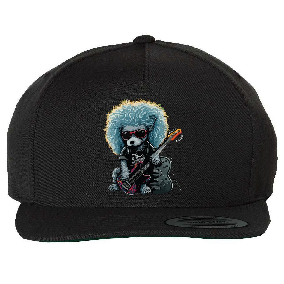Funny Poodle Dog Miniature Poodle Toy Poodle Retro Sunset Wool Snapback Cap