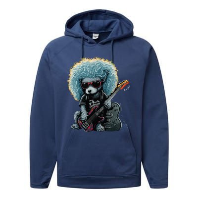 Funny Poodle Dog Miniature Poodle Toy Poodle Retro Sunset Performance Fleece Hoodie