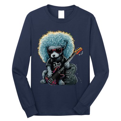 Funny Poodle Dog Miniature Poodle Toy Poodle Retro Sunset Long Sleeve Shirt