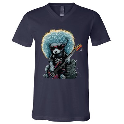 Funny Poodle Dog Miniature Poodle Toy Poodle Retro Sunset V-Neck T-Shirt