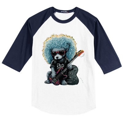 Funny Poodle Dog Miniature Poodle Toy Poodle Retro Sunset Baseball Sleeve Shirt