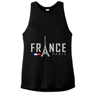 France Paris Eiffel Tower Ladies PosiCharge Tri-Blend Wicking Tank