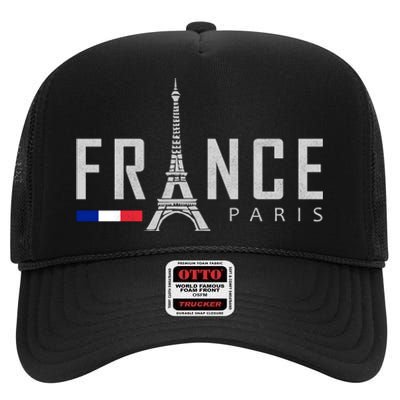 France Paris Eiffel Tower High Crown Mesh Back Trucker Hat