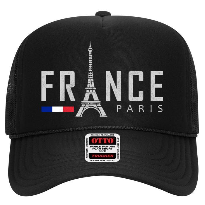 France Paris Eiffel Tower High Crown Mesh Back Trucker Hat