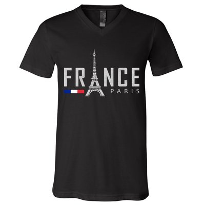 France Paris Eiffel Tower V-Neck T-Shirt