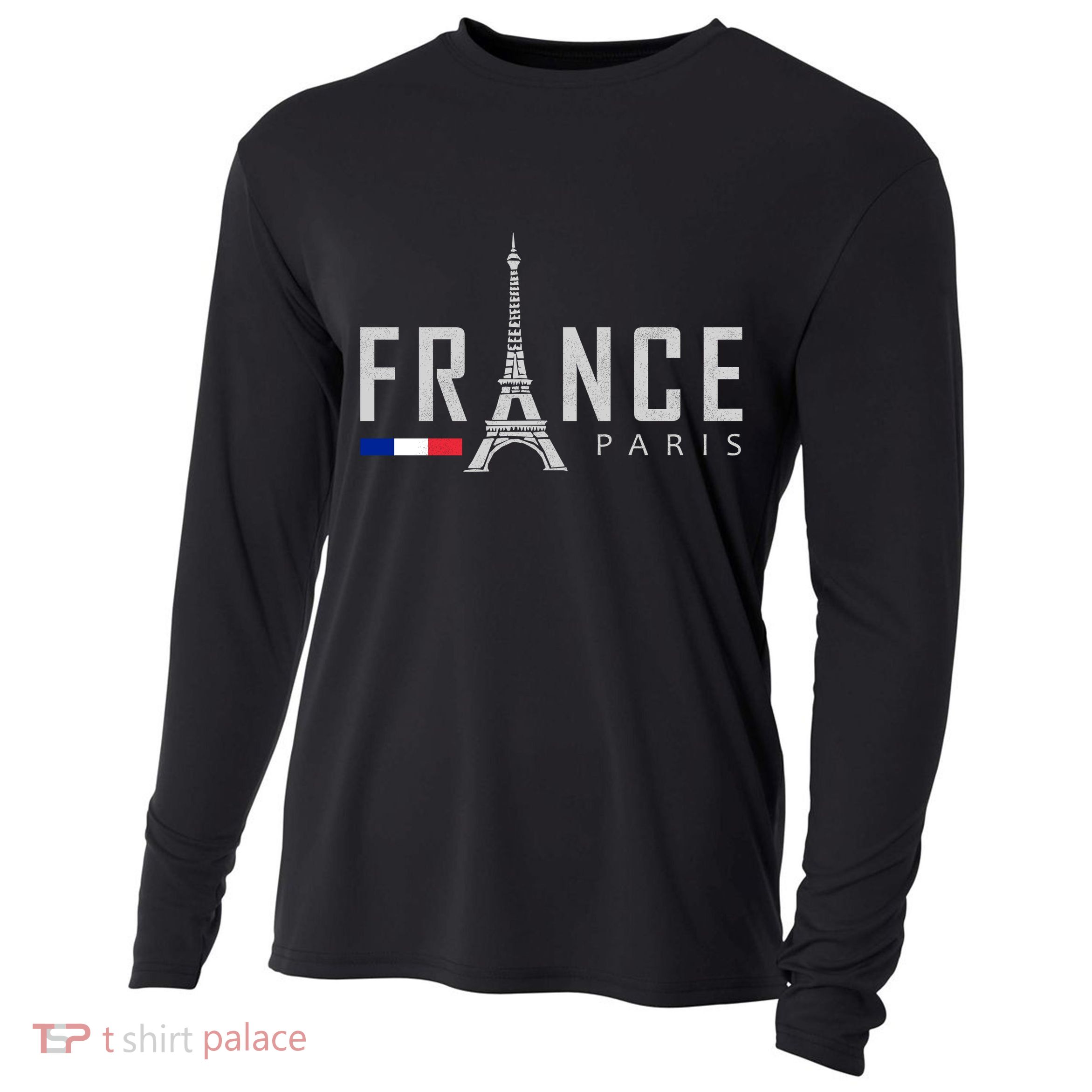 France Paris Eiffel Tower Cooling Performance Long Sleeve Crew