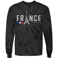 France Paris Eiffel Tower Tie-Dye Long Sleeve Shirt