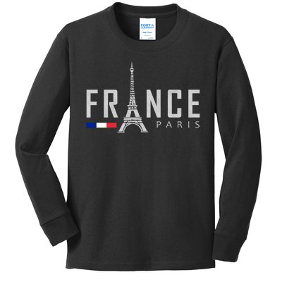 France Paris Eiffel Tower Kids Long Sleeve Shirt