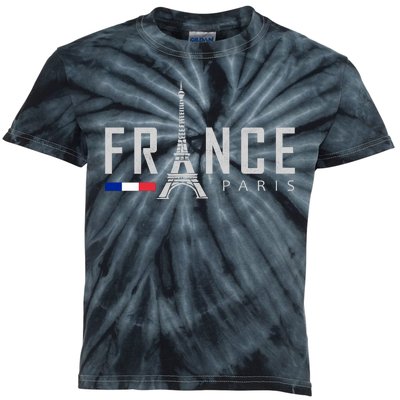 France Paris Eiffel Tower Kids Tie-Dye T-Shirt