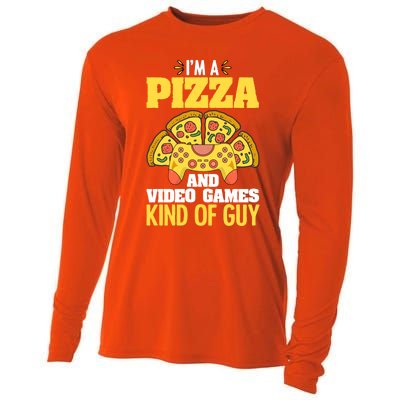 Funny Pizza Eater Game For Computer Gamer Cheesy Food Lovers Gift Cooling Performance Long Sleeve Crew