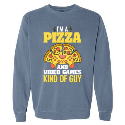 Funny Pizza Eater Game For Computer Gamer Cheesy Food Lovers Gift Garment-Dyed Sweatshirt