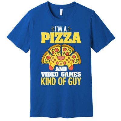 Funny Pizza Eater Game For Computer Gamer Cheesy Food Lovers Gift Premium T-Shirt