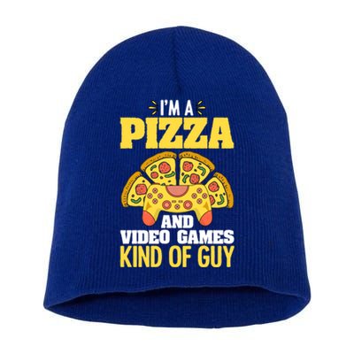 Funny Pizza Eater Game For Computer Gamer Cheesy Food Lovers Gift Short Acrylic Beanie