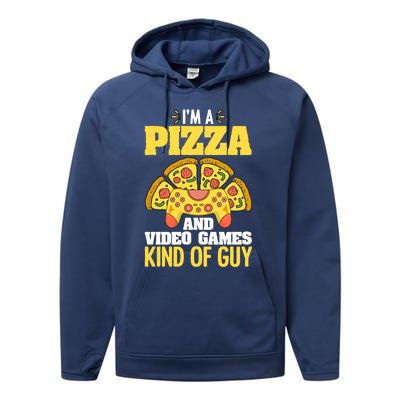 Funny Pizza Eater Game For Computer Gamer Cheesy Food Lovers Gift Performance Fleece Hoodie