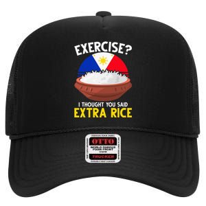 Filipino Pride Extra Rice Humor High Crown Mesh Back Trucker Hat