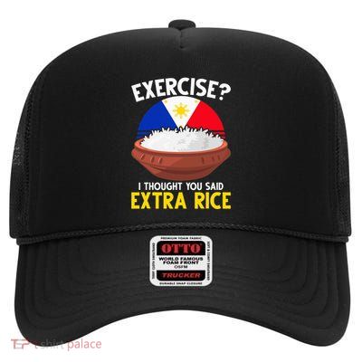 Filipino Pride Extra Rice Humor High Crown Mesh Back Trucker Hat