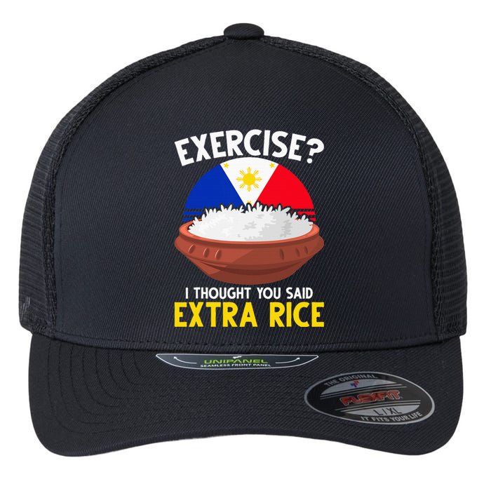 Filipino Pride Extra Rice Humor Flexfit Unipanel Trucker Cap