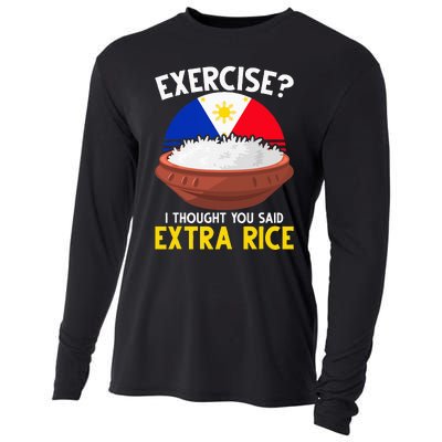 Filipino Pride Extra Rice Humor Cooling Performance Long Sleeve Crew