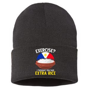 Filipino Pride Extra Rice Humor Sustainable Knit Beanie