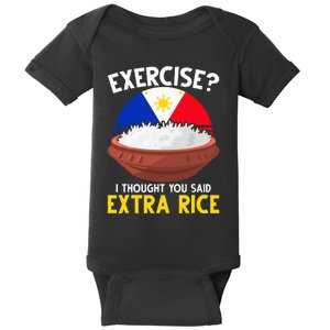 Filipino Pride Extra Rice Humor Baby Bodysuit