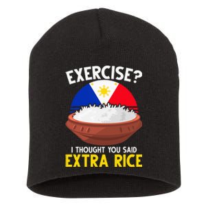 Filipino Pride Extra Rice Humor Short Acrylic Beanie