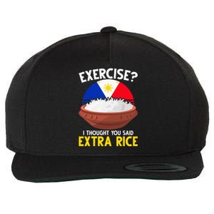 Filipino Pride Extra Rice Humor Wool Snapback Cap