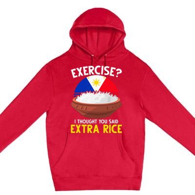 Filipino Pride Extra Rice Humor Premium Pullover Hoodie