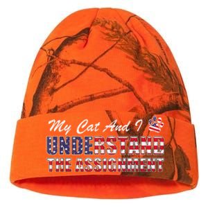 Funny Political Election 2024 My Cat Understand The Assignment Funny Political Kati Licensed 12" Camo Beanie