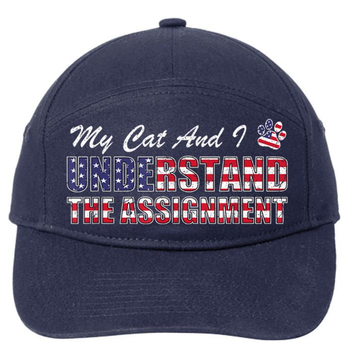 Funny Political Election 2024 My Cat Understand The Assignment Funny Political 7-Panel Snapback Hat