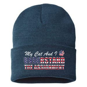 Funny Political Election 2024 My Cat Understand The Assignment Funny Political Sustainable Knit Beanie