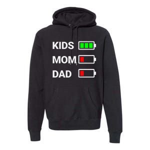 Funny Parental Energy Mom Dad Battery Indicator Premium Hoodie