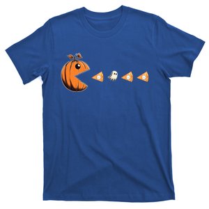 Funny Pumpkin Eating Ghost Pumpkin Pie Gamer Old Video Game Gift T-Shirt