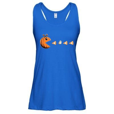 Funny Pumpkin Eating Ghost Pumpkin Pie Gamer Old Video Game Gift Ladies Essential Flowy Tank