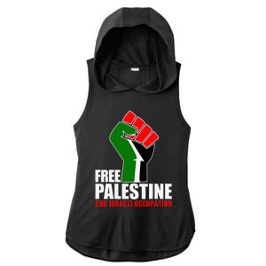 Free Palestine End Israeli Occupation Ladies PosiCharge Tri-Blend Wicking Draft Hoodie Tank