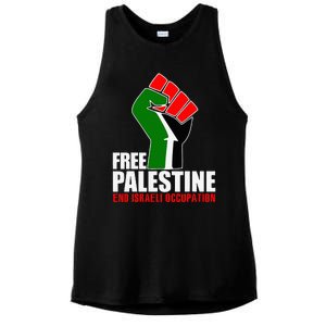 Free Palestine End Israeli Occupation Ladies PosiCharge Tri-Blend Wicking Tank