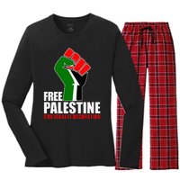 Free Palestine End Israeli Occupation Women's Long Sleeve Flannel Pajama Set 