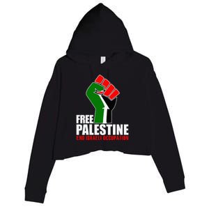 Free Palestine End Israeli Occupation Crop Fleece Hoodie