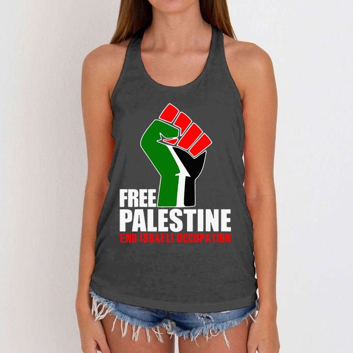 Free Palestine End Israeli Occupation Women's Knotted Racerback Tank