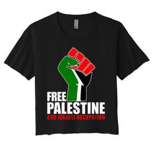 Free Palestine End Israeli Occupation Women's Crop Top Tee