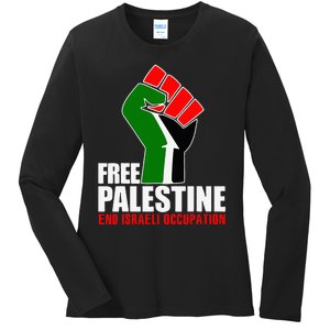 Free Palestine End Israeli Occupation Ladies Long Sleeve Shirt