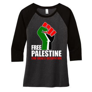 Free Palestine End Israeli Occupation Women's Tri-Blend 3/4-Sleeve Raglan Shirt