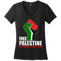 Free Palestine End Israeli Occupation Women's V-Neck T-Shirt