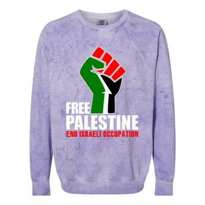 Free Palestine End Israeli Occupation Colorblast Crewneck Sweatshirt