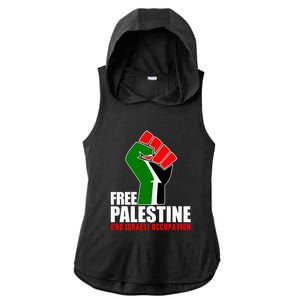 Free Palestine End Israeli Occupation Ladies PosiCharge Tri-Blend Wicking Draft Hoodie Tank