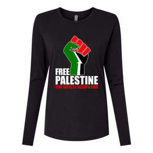 Free Palestine End Israeli Occupation Womens Cotton Relaxed Long Sleeve T-Shirt