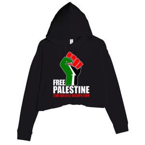 Free Palestine End Israeli Occupation Crop Fleece Hoodie