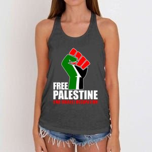 Free Palestine End Israeli Occupation Women's Knotted Racerback Tank