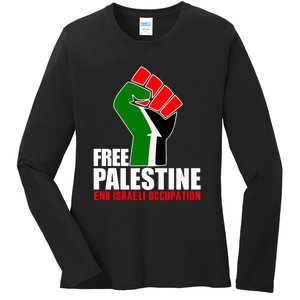 Free Palestine End Israeli Occupation Ladies Long Sleeve Shirt